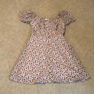 Floral Cottagecore Dress - Red and White